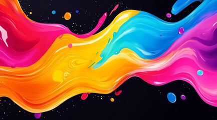Wavy abstract paint design with vibrant colors on a black background