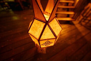 Thai style lanterns made with paper for decoration.