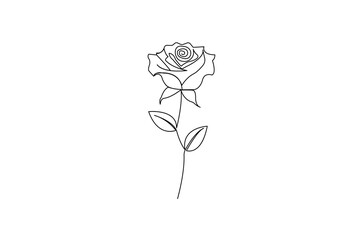 Obraz premium Continuous One line rose flower with editable stroke