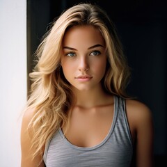 Naklejka premium Hübsche junge blonde Frau