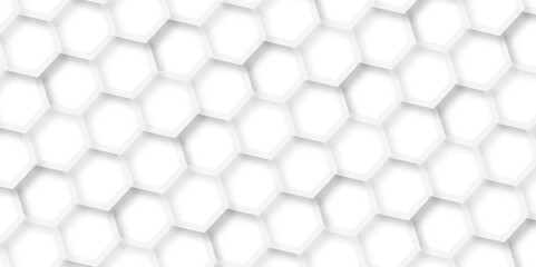 Naklejka premium Abstract background white, gray hexagon with seamless geometric pattern texture design. futuristic geometry pattern honeycomb mosaic texture design. hexagon grid minimalist mesh cell texture design.