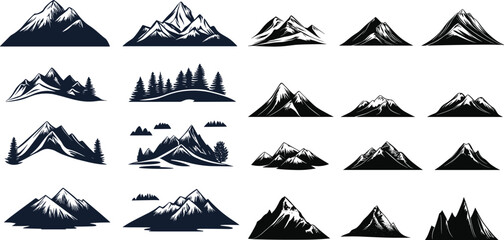 icons set, set of icons, set of icons of mountains