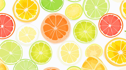 Vibrant Citrus Slice Cartoon Seamless Background