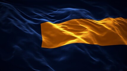 Flag of Gabon Waving on Dark Background. Generative AI