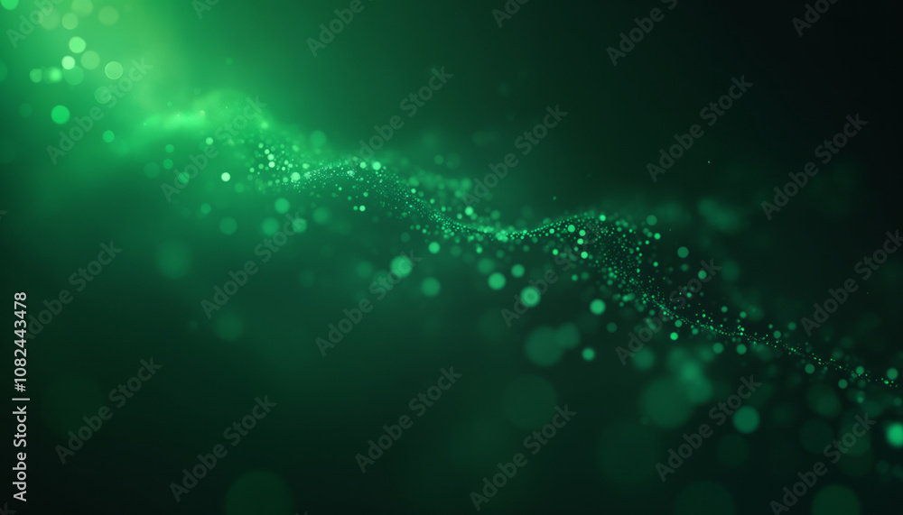 Poster abstract green background with bokeh lights in dark shades. the green color is vibrant and captivati