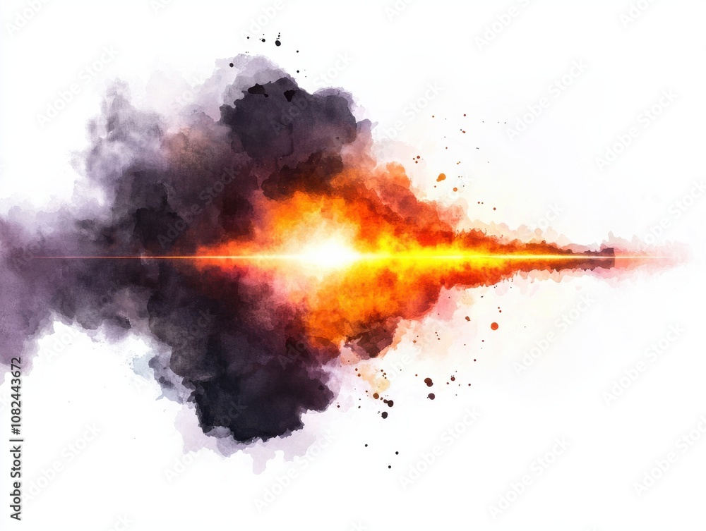 Aufkleber quantum computing of cryptography concept. a vibrant explosion of orange and black smoke, creating a