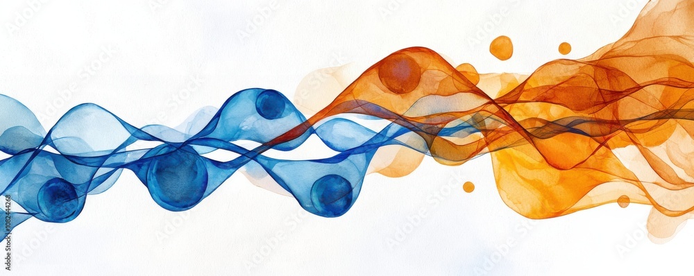 Poster quantum computing of cryptography concept. a vibrant abstract design featuring flowing waves of blue