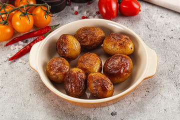 Baked baby potato in the bowl