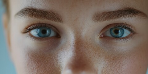 Fototapeta premium Close-up Portrait of a Woman with Blue Eyes and Fair Skin