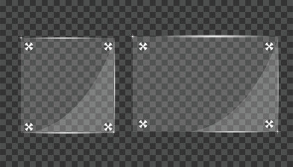 Realistic Glass Frames on Transparent Background. Graphic design resources and elements vector art