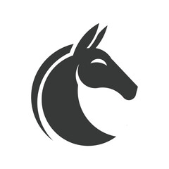 a horse head logo on a white background