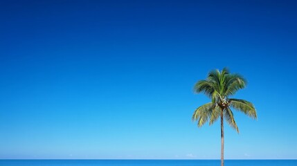 coconut palm tree with blue sky background