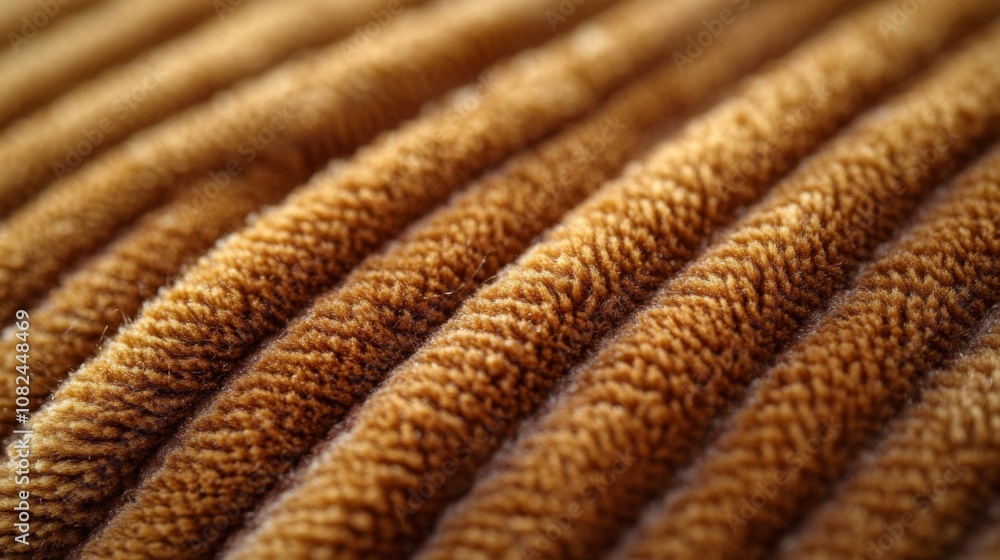 Aufkleber The fabric reveals a rich amber color with intricate ridges and a soft texture. Light enhances the details, showcasing its fibers beautifully.