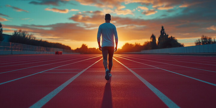businessman running extra mile from finish line to ensure success