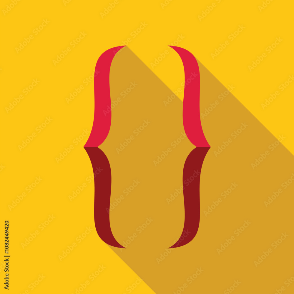 Poster curly brackets icon in flat style with long shadow representing programming, coding, and software de