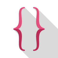 Pink curly brackets represent coding and software development, symbolizing structure and organization in programming languages