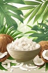 Crunchy Coconut Chips: Delicious Tropical Snack Illustration