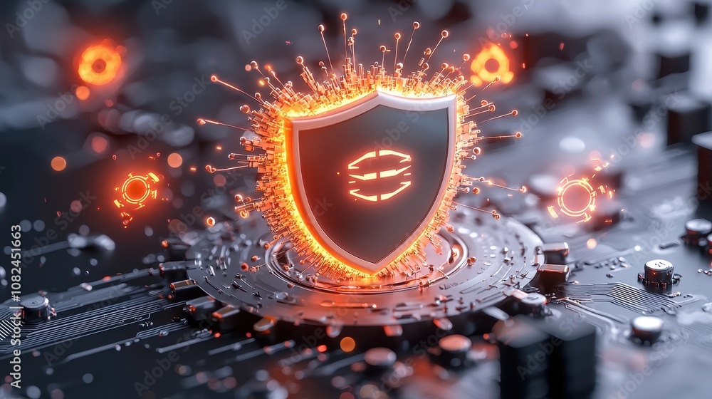 Aufkleber futuristic digital shield design representing cybersecurity and data protection on a technological c