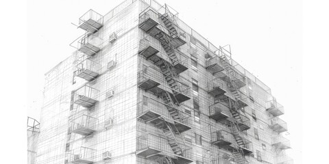 An urban sketch of a bridge over a river with cityscape in the background