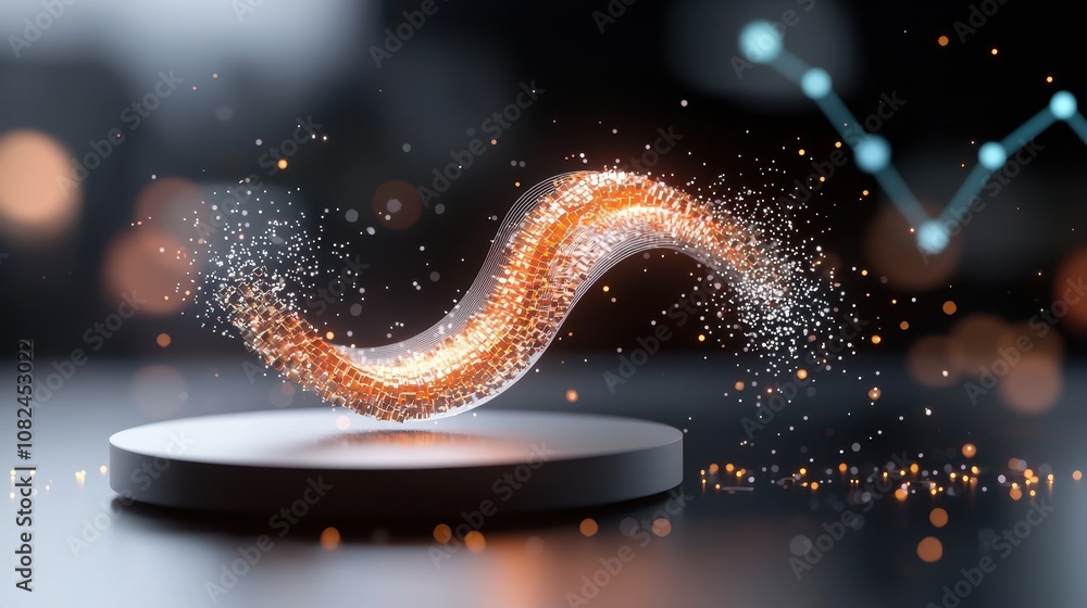 Aufkleber abstract swirling design with glowing particles and dynamic flow representing creativity, technology