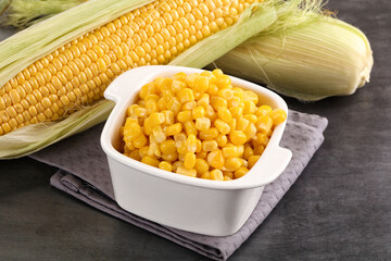 Canned sweet young corn grain