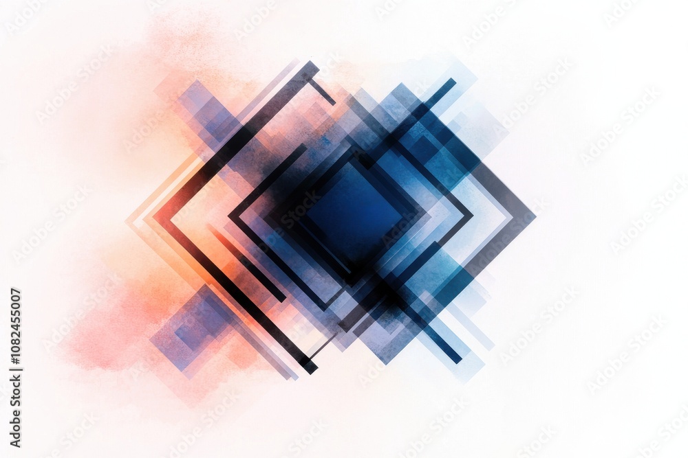 Poster quantum computing of cryptography concept. an abstract design featuring overlapping geometric shapes