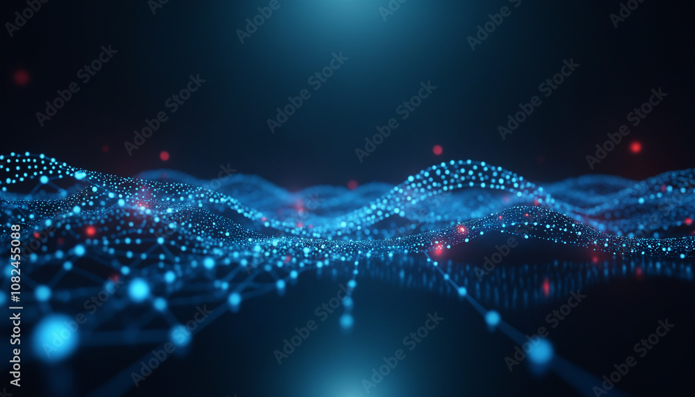 Poster abstract digital landscape with network connections: a digital landscape featuring abstract network 
