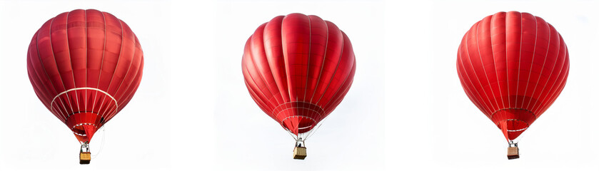 Obraz premium Three red hot air balloons against a white background.