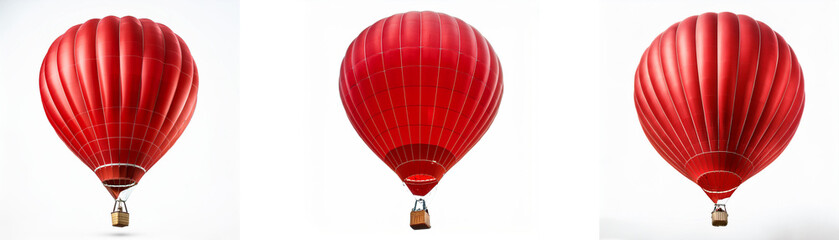 Obraz premium Three red hot air balloons against a white background.