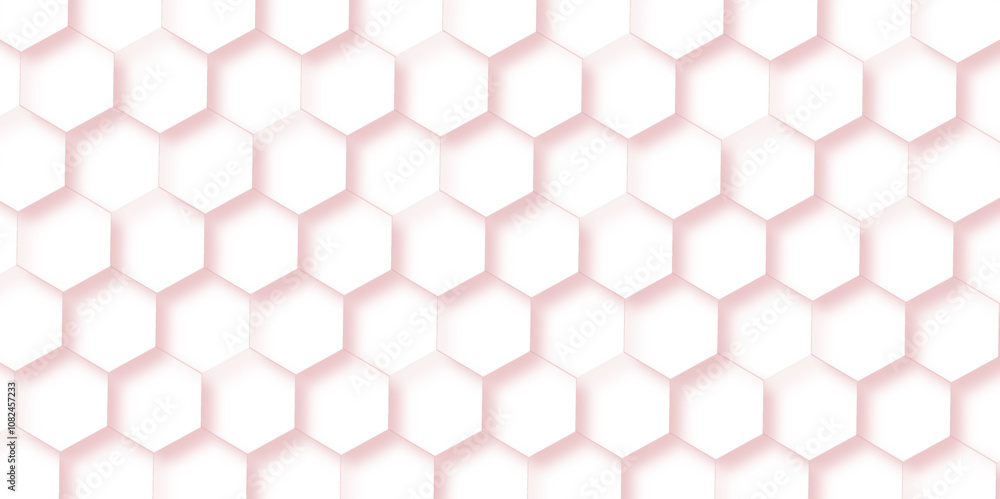 Poster abstract background white, pink hexagon with seamless geometric pattern texture design. futuristic g