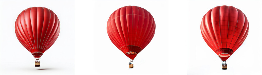 Fototapeta premium Three red hot air balloons with white backgrounds.