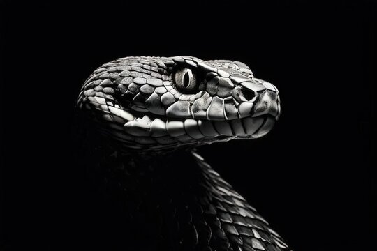 the AI Image Generator, Black and white image of a snake, suitable