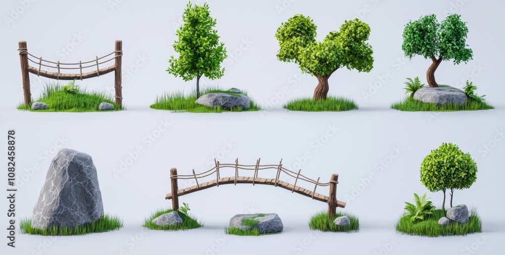 Aufkleber this is a game level map ui design asset kit featuring a floating ground platform with green grass a