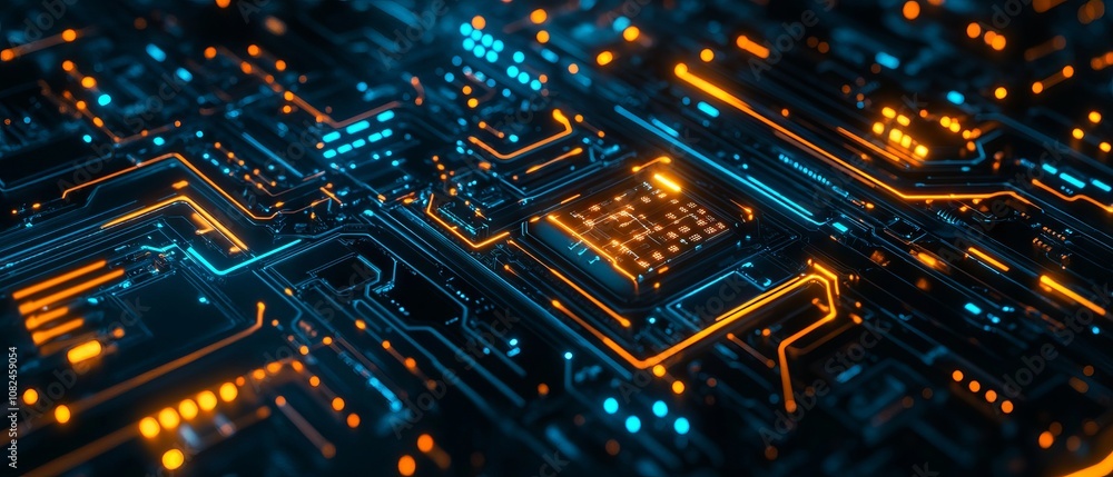 Poster abstract futuristic electronic circuit technology background 2d digital illustration with modern hig