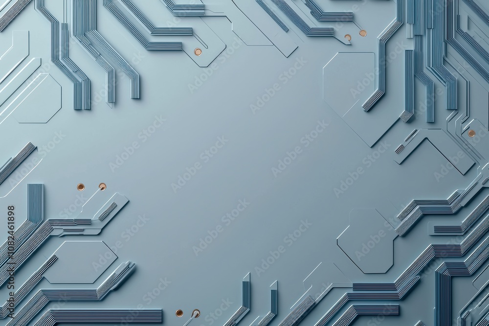 Poster quantum computing of cryptography concept. abstract close-up of a blue circuit board design, featuri