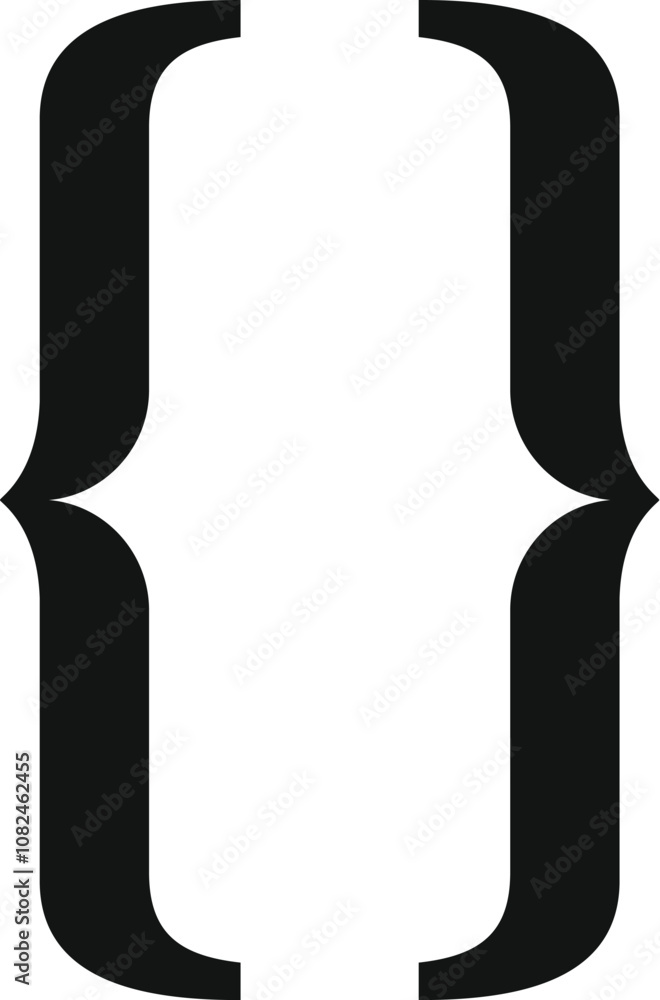 Poster black curly brackets symbolize a code block in programming or set notation in mathematics