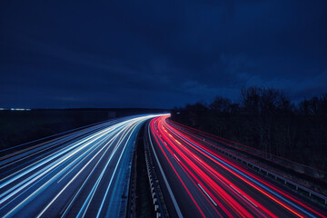 Langzeitbelichtung - Autobahn - Strasse - Traffic - Travel - Sunrise - Line - Ecology - Highway -...
