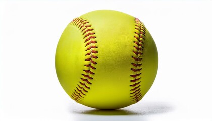 fluorescent neon yellow softball isolated on white and transparent background