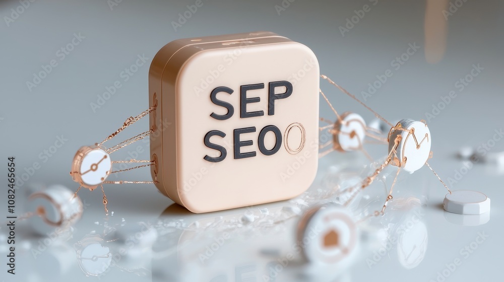 Poster modern concept of search engine optimization with seo box and data icons illustrating digital market