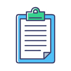 A clipboard with blank paper and a green clip, perfect for organizing notes and tasks, displayed against a simple white background, suitable for educational or office settings
