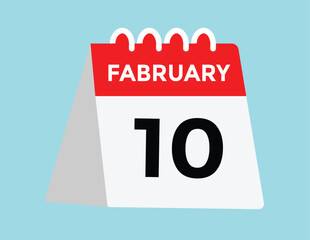February 10 Calendar Day or Calender Date for Deadlines or Appointment. 10 February calendar icon. calendar date icon on white background.

