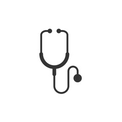Stethoscope silhouette icon on white background. Symbol medicine. Vector illustration flat style.
