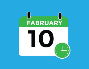 February 10 Calendar Day or Calender Date for Deadlines or Appointment. 10 February calendar icon. calendar date icon on white background.
