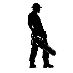 vector silhouette of a lumberjack on a white background .Generative AI