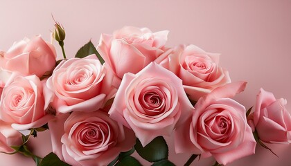 pink rose flower bouquet on pastel