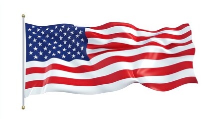 A waving flag of the United States, featuring red and white stripes with a blue field of stars.