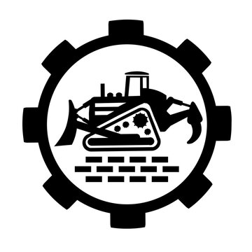 Vector illustration,  logo, icon bulldozer. Isolated on a white background.