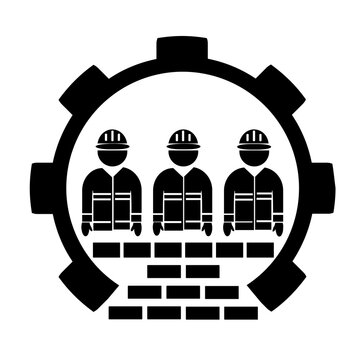 Vector illustration, web icon, building contractor's logo. Industry and repair. Isolated on a white background.