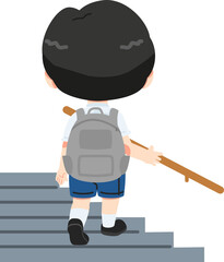 Kid climbing  Up the Stairs Concept