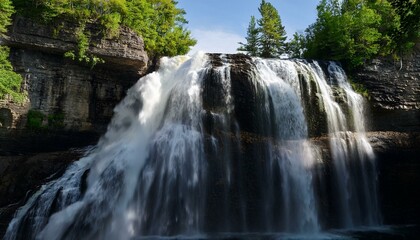 Naklejka premium a tilt up revealing the edge of inglis falls ontario